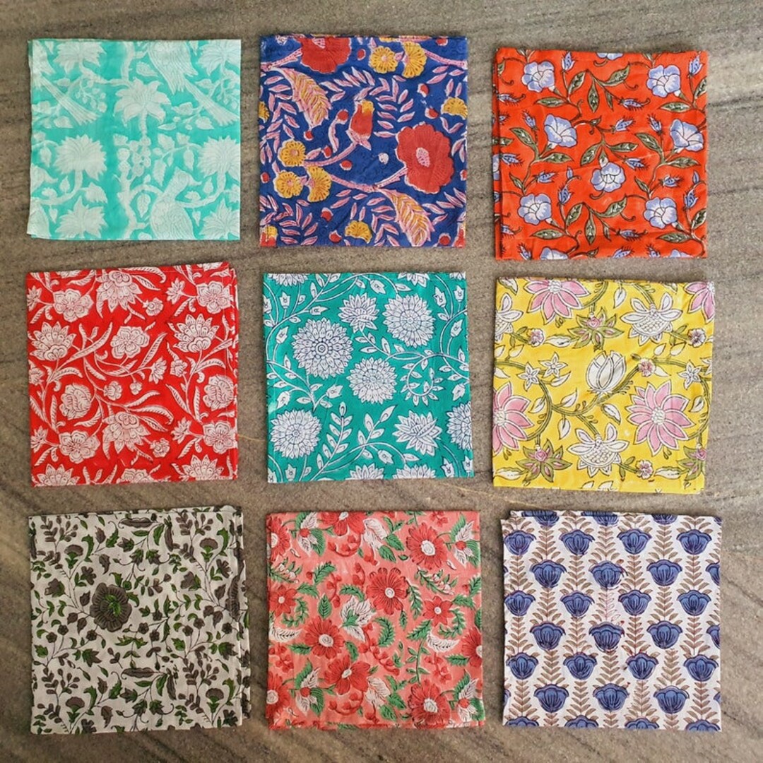 Wholesale Lot of Napkins Set, Hand Printed Napkins for Home, Kitchen, Dining Room, Holiday Table