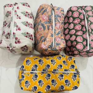 Sacos cosméticos grandes feitos à mão de algodão com zíper plano saco de higiene pessoal lavagem acolchoado presente exclusivo sacos de mão floral saco de praia-estojo de maquiagem-pequena embreagem