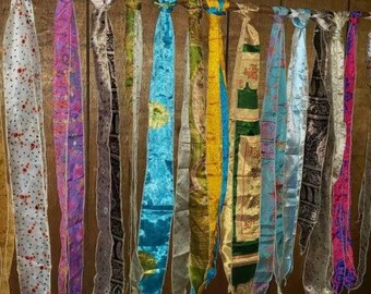 Vintage Boho Seide Recycle Sari Schärpen Kopf wickeln Hals Krawatte Schal Seide Gürtel und Schärpen weicher Stoff-Crafting Verwenden Seide Schärpen für Frauen Geschenk