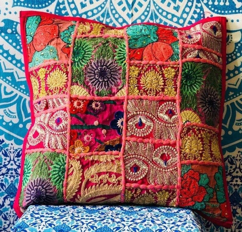 Bohemian Pillow Cover Boho Cushion Cover Handmade Colorful Etsy