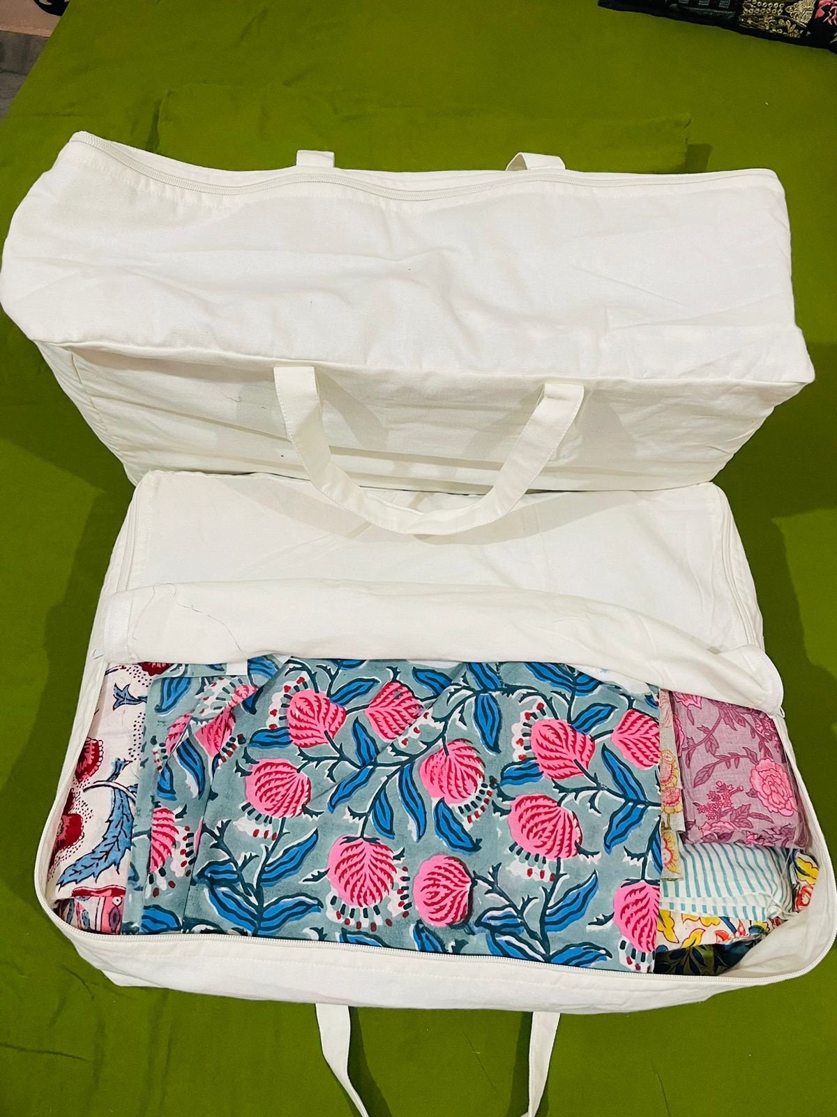 Handmade Cotton Canvas Storage Bags Large Bed Quilt Storages Blanket Underbed Bags New Home Gifts packing luggage Bag for Beddings