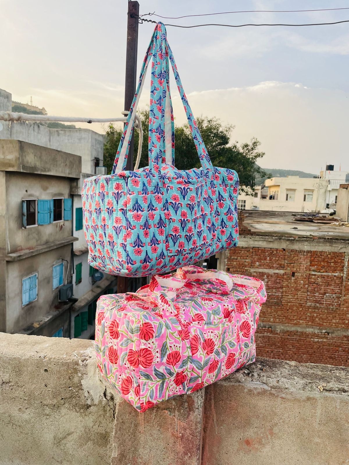 Bolso para viaje de fin de semana en Verde de don Algodon letras