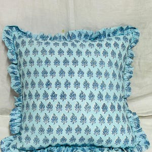Indische Hand Block Print Streifen Floral Frill Kissenbezüge, Boho Sofa Kissen Boho Home Décor Kissen Vintage Baumwolle Kissen Sham