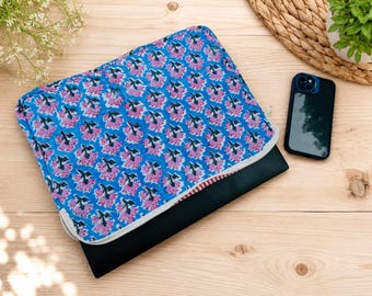 Block Printed Cotton Quilted Laptop Sleeve, MacBook Case For Tablet iPad Pro, Handmade Laptop Case/Laptop Cover, for 13inch, 15inch