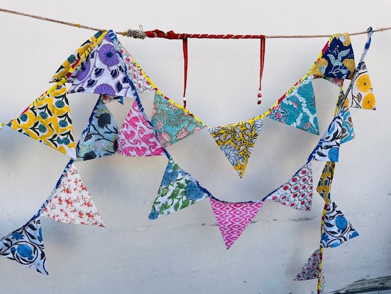 Festone Bandierine Tessuto Boh&eacute;mien - 10m, 36 Bandiere, Per Feste E Matrimoni