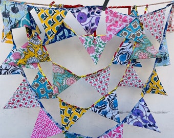 bohemian colorful fabric flag bunting boho décor indian fabric bunting garland Surprise Fabric Pennant Flags Garden Banner Decoration