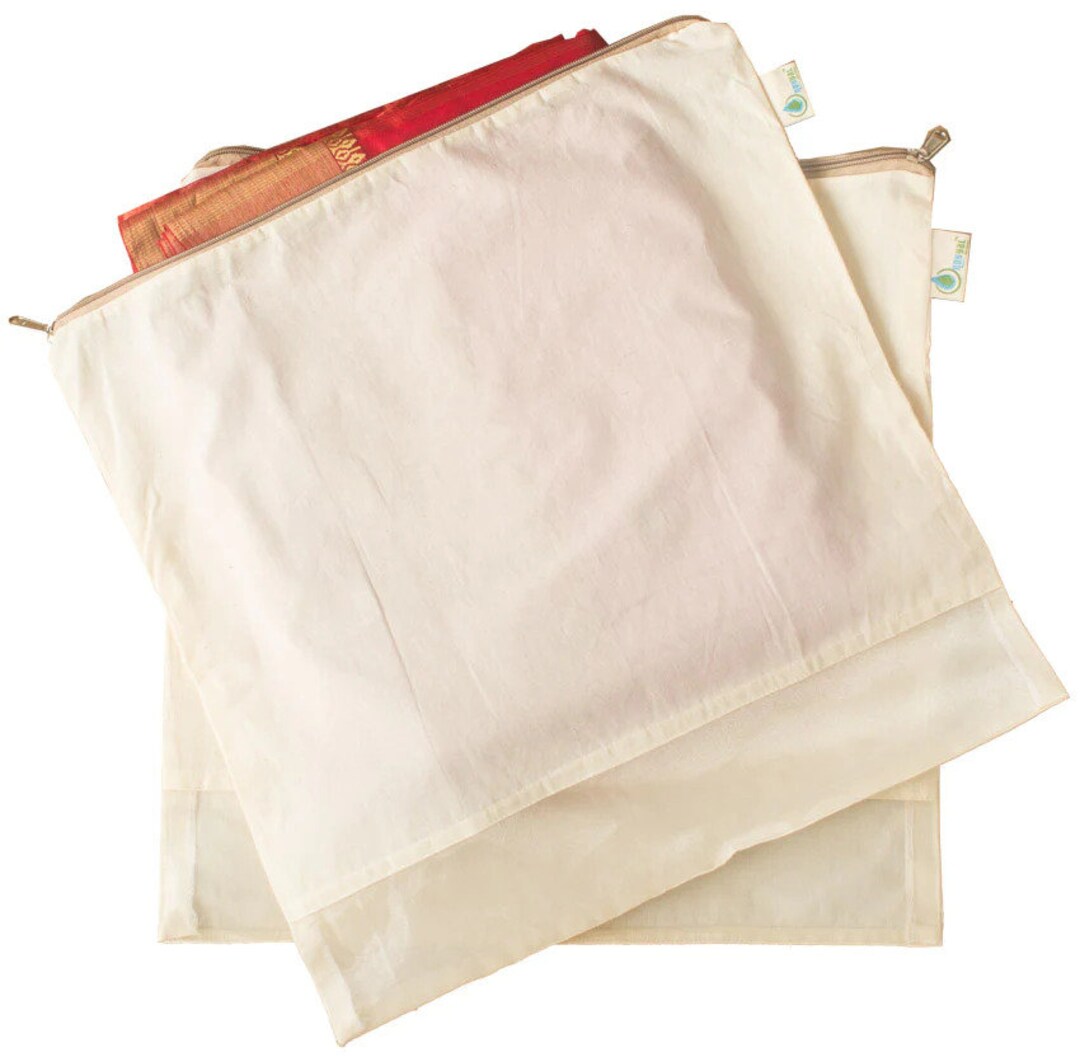 Handmade Cotton Garment Bags With Zipper and Net Window/ Saree Cover