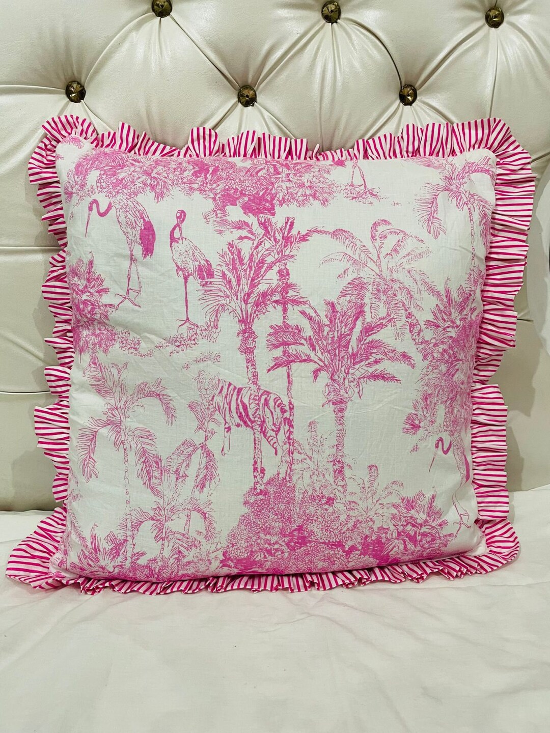 Indian Block Print Cotton Frill Bohemian Pillow Cushion Covers sofa