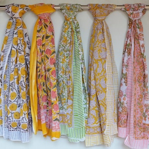Cotton Beach Sarong Indian Hand Block Print Beach Sarongs Swimwear Cover ups Soft Voile Fabric Summer Pareo Gift for Her Beach Coverup Pareo