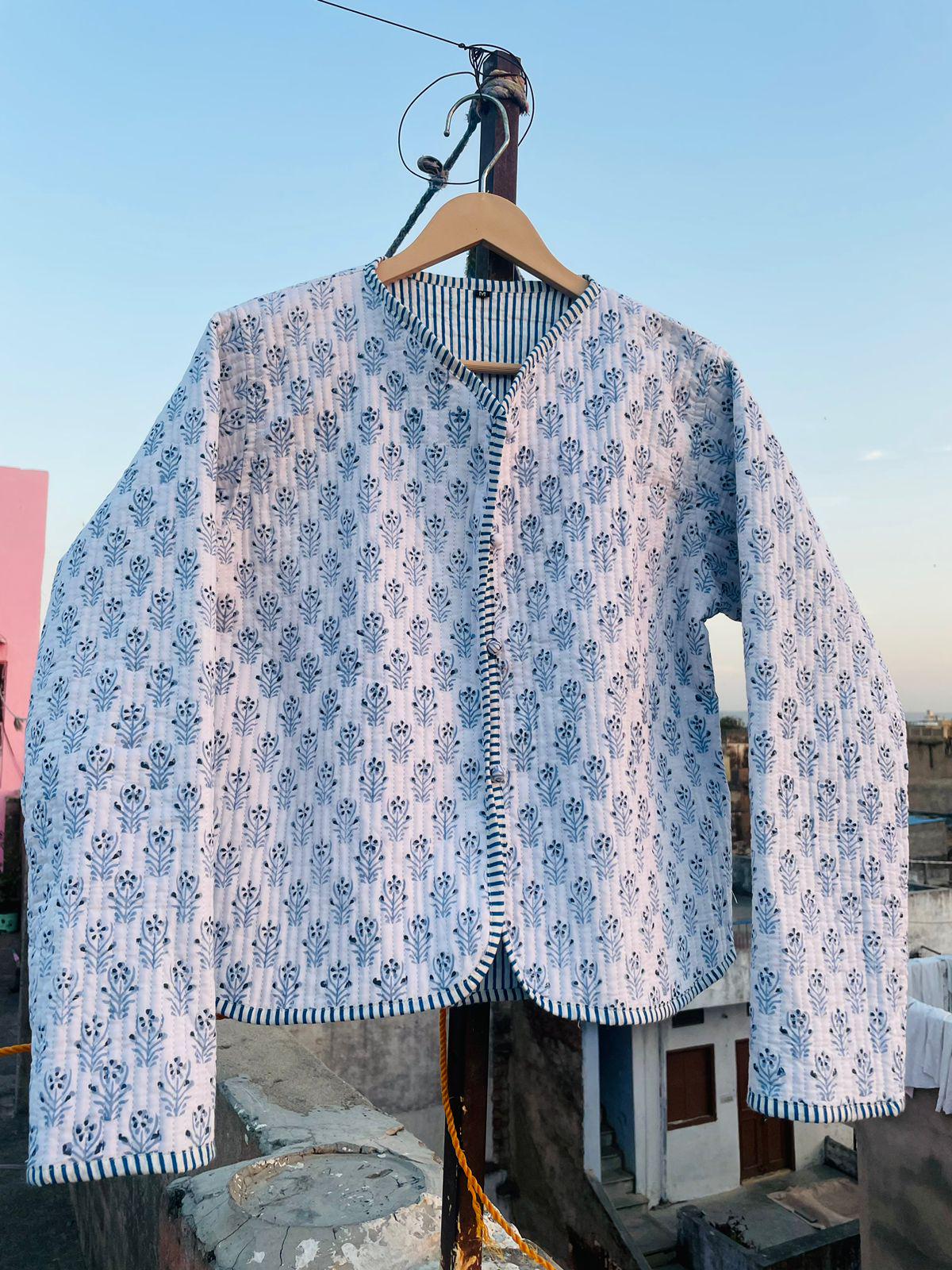 Blockprint Quilted Jacket Cotton Boho Women's Quilting Jacket