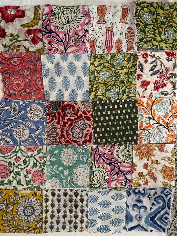 Indian Yoga Mat Cotton Original Hand Block Print Style Yoga Mat Quilted  Bohemian
