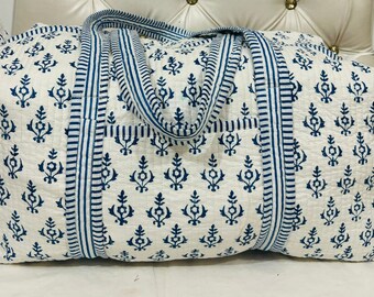 Women's Large Duffel Bag | Boho Overnight Travel Bag | Cotton Quilted Weekender Bag | Overnight Bag | Handmade Duffel Bag | Gifts for dad |