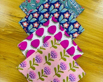 Floral Handmade Handkerchiefs 100% Cotton Zero Waste Hankies, Bandana- Washable And Reusable Tissue Gifts for Her