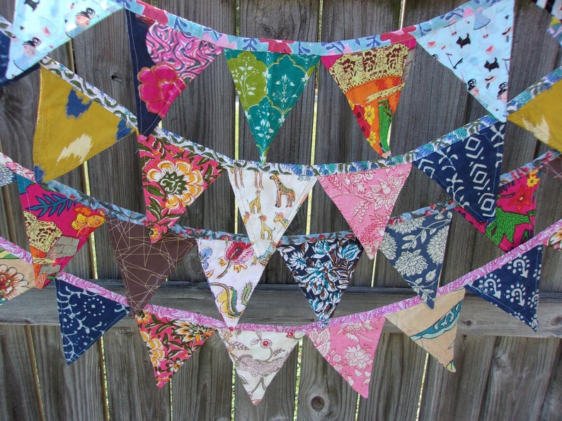 FABRIC BUNTING BANNER Boho Indian Colorful Cotton Bunting Etsy