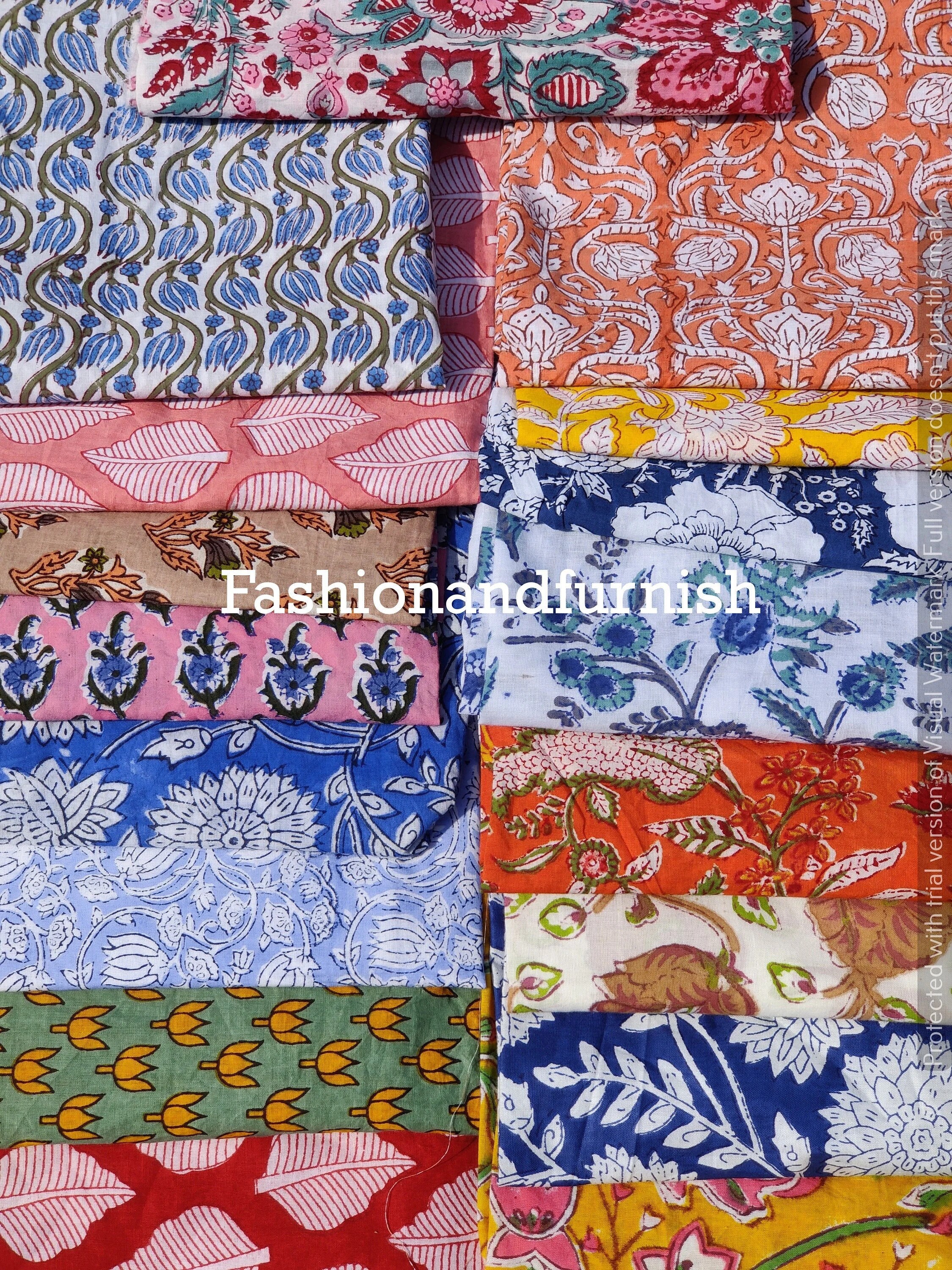 Bohemian Pre Cut Fabric Squares Packs Block Print Cotton Fabric Scarps  Assorted Boho Charm Pack 5 Quilting Fabric Patchwork Scrappy Quilt, 