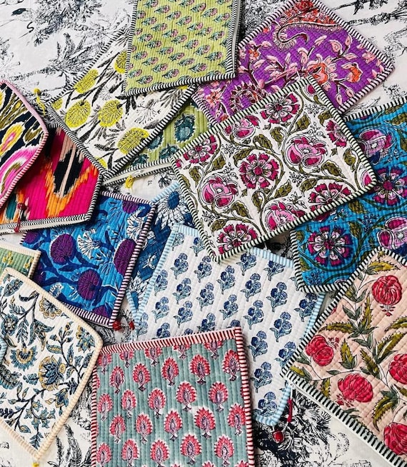 Colorful mix and match fabric coasters | Various patterns| Handmade quilted Floral fabric coasters| Fall home décor | Dining table décor