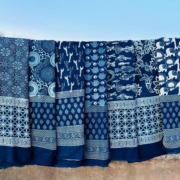 Paréo de plage en coton indien imprimé blocs de main Sarongs de plage voile doux paréo d'été cadeau pour elle