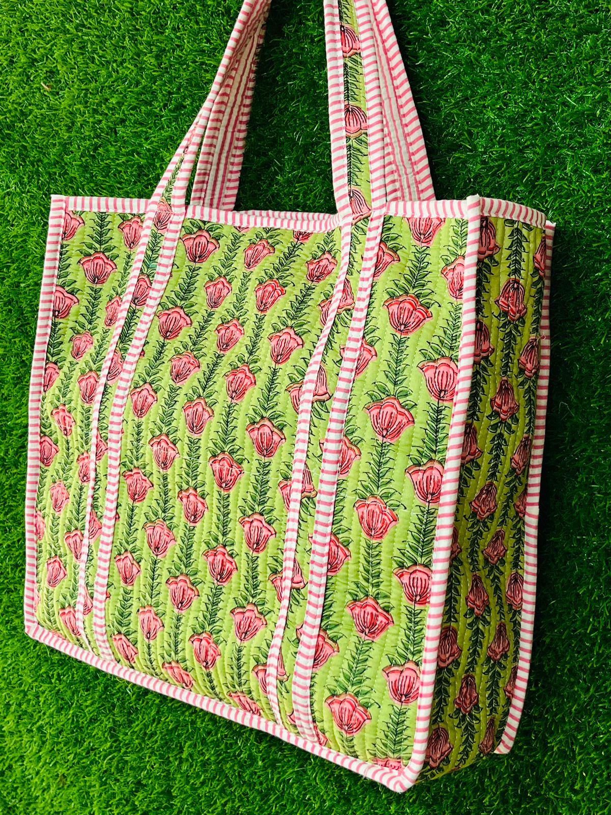 Quilted Cotton patch work Large multicolor patch Tote Bag Eco friendly Sustainable Sturdy Grocery Shopping Handmade Vintage Boho Travel bag