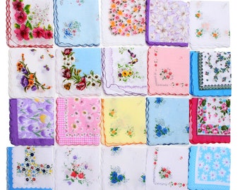 Small Vintage Floral Handkerchiefs Gift For Ladies, Boho Style 100% Cotton Beautiful Handkerchiefs Women, bohemian Cotton Hankies -Reusable