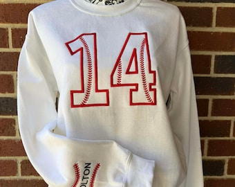 Custom Embroidered Baseball softball crewneck sweatshirt, team sweatshirts, game day, sports mom sweatshirt