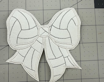 Iron On Volleyball Bow Patch: Marine Vinyl Applique