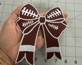 Faux Leather Football Bow Patch: Iron-On Jean Jacket Applique