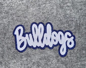 Bulldog Glitter Patch: Mascot Jean Jacket Applique (8x4in