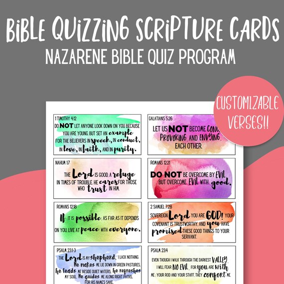 Bible Quizzing Scripture Cards Nazarene Bible Quizzing Etsy