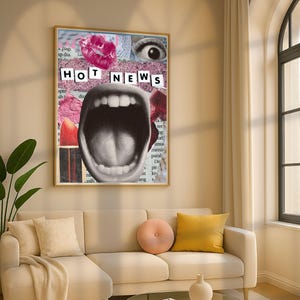 Arte murale massimalista, decorazioni eccentriche, stampe eclettiche, stampe di moda divertenti, poster per dormitori, decorazioni estetiche per la stanza, poster Y2K, decorazioni psichedeliche per la casa