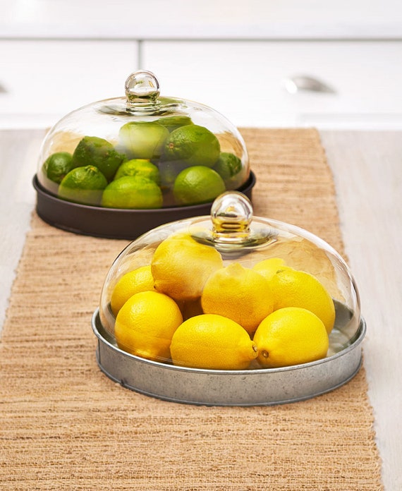 Glass Domed Serving Plate for Confectionery and Baked Goods Galvanized Etsy