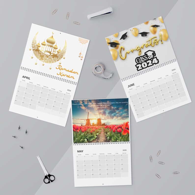2024 Calendar, 2024 Wall Calendar, 2024 Flower Calendar, 2024 Holiday