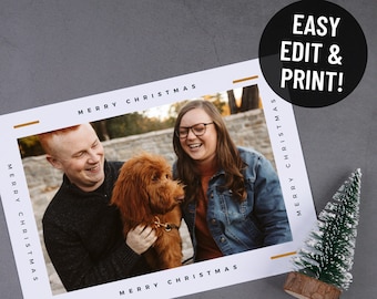 Kerstkaartsjabloon//minimalistische kerstkaart//bewerkbare kerstfotokaart//vakantiekaartsjabloon//gemakkelijk bewerken kerstkaart