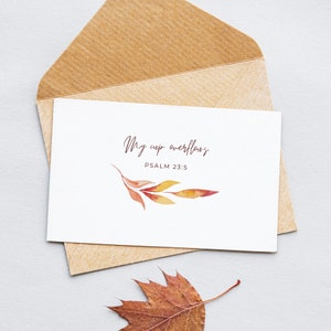 My Cup Overflows Fall Card // Printable Card // Instant Digital Download // Thanksgiving Card // Cute Christian Card // Cute Fall Card