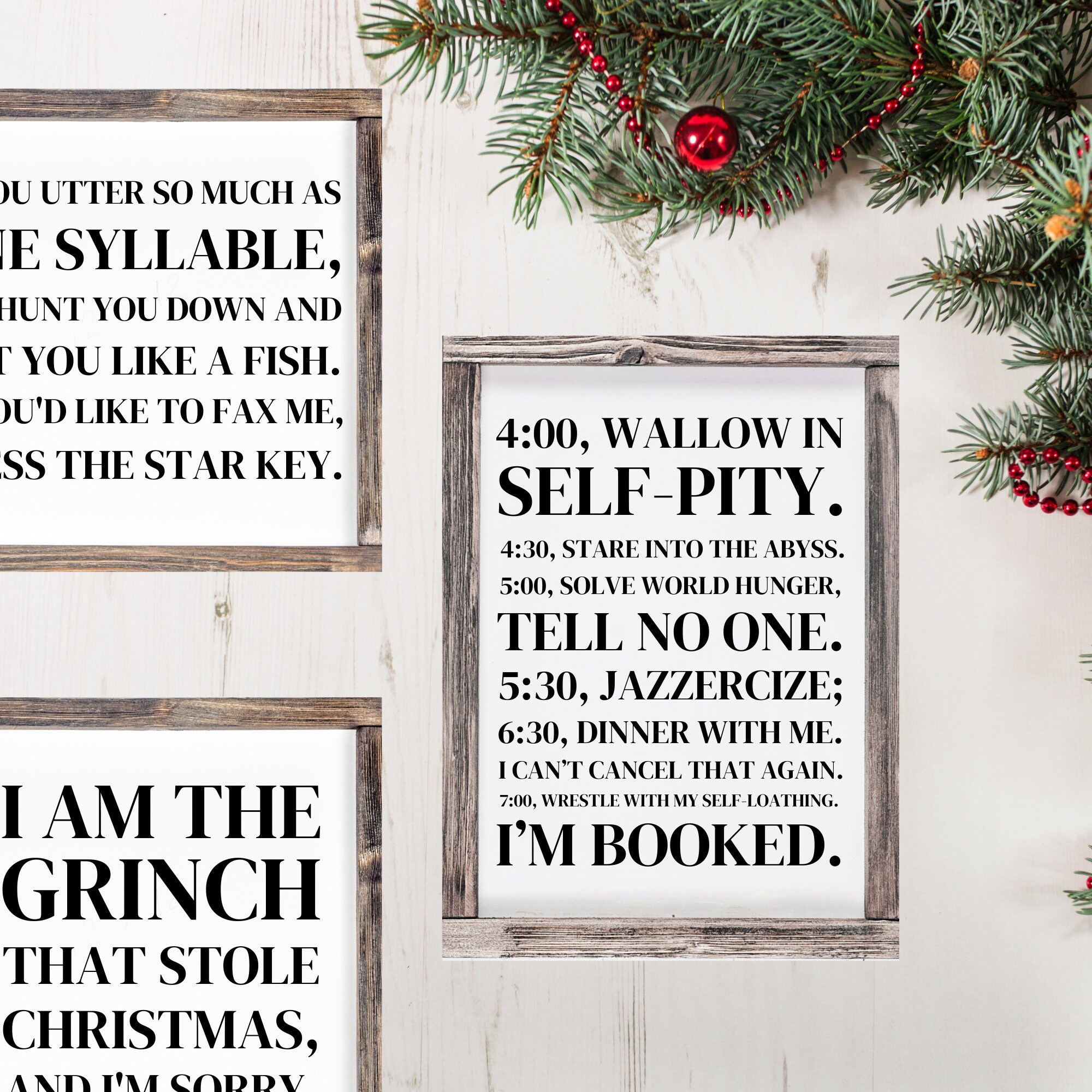Grinch Quote Christmas Wall Art Value Bundle Set of 5 // Christmas Wall ...