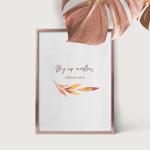 My Cup Overflows Wall Art // Fall Wall Decor // Christian Fall Wall Art // Instant Download Printable Wall Art // Scripture Wall Art