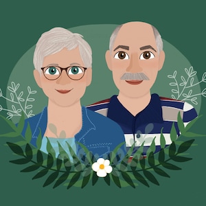 Individueel gepersonaliseerd portret van jou en je partner, ouders of vrienden - digitale illustratie
