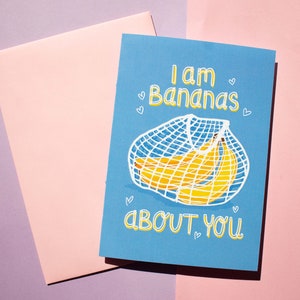 I am bananas about you - DinA6 Karte mit Kraftpapier Umschlag