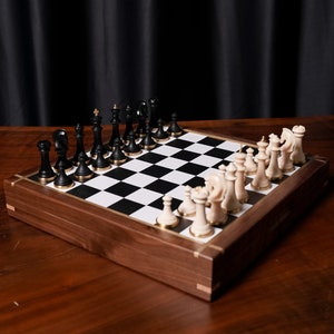 Legend C Chess Set ,Handmade Chess Board, Walnut  Chess Board, Leather, Resin And Brass, Chess Set With Board, Premium Gift for Him