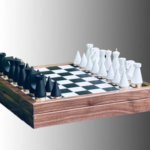Premium Chess Set, Resin Chess Pieces, Handmade Chess Board,  Walnut Wood Chess Board, Luxury Gift for Him, Personalized Gift