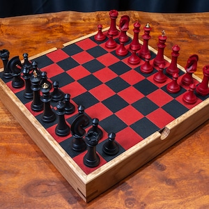 Colorful Chess Set ,Handmade Chess Board, Oak Chess Board, Leather, Resin And Brass, Chess Set With Board, Gift for Him, Christmas Gift