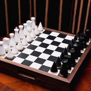 Premium Chess Set ,Handmade Chess Board, Walnut Chess Board, Leather, Resin And Brass, Chess Set With Board, a Luxury Personalized Gifts