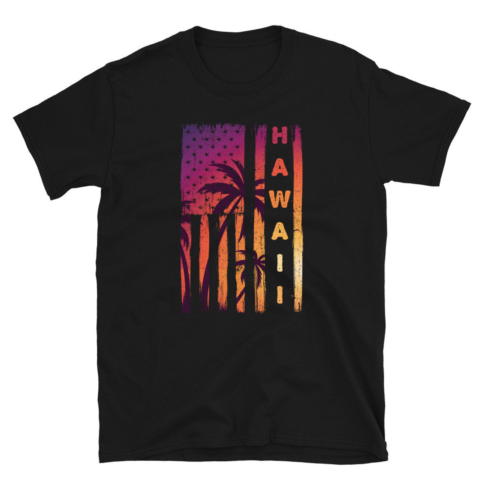 Hawaii American Flag Shirt Honolulu Hawaiian USA Vacation Etsy