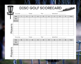 Disc Golf Scorecard, Frisbee Golf Score Sheet, Printable PDF | Instant Digital Download