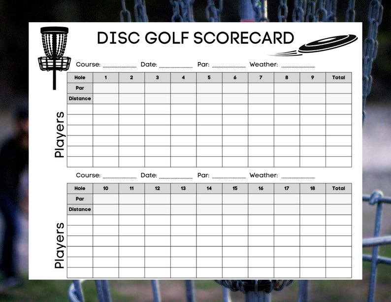 Disc Golf Scorecard Frisbee Golf Score Sheet Printable PDF Instant Disc Golf Scorecard Frisbee Golf Score Sheet Printable PDF Instant
