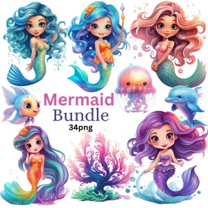 Mermaid Clipart Clipart, Purple Pink Mermaid clipart PNG, Witches PNG, Scrapbook, Junk Journal, Paper Crafts Scrapbooking