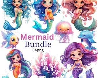 Mermaid Clipart Clipart, Purple Pink Mermaid clipart PNG, Witches PNG, Scrapbook, Junk Journal, Paper Crafts Scrapbooking