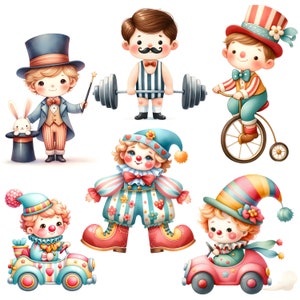 Circus Watercolor Clipart Set, Animals Illustration, Little Clown ...