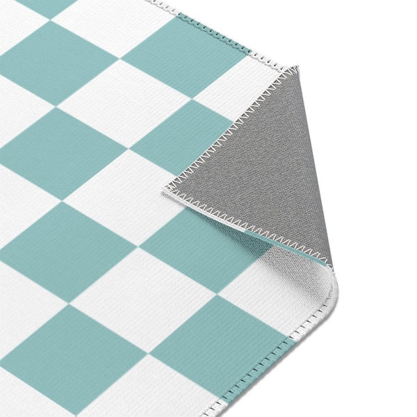 Light Blue Checkered Rug Etsy