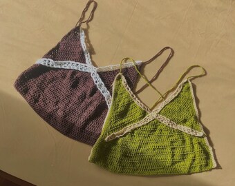 PATTERN ONLY: Crochet Contrast Lace Top