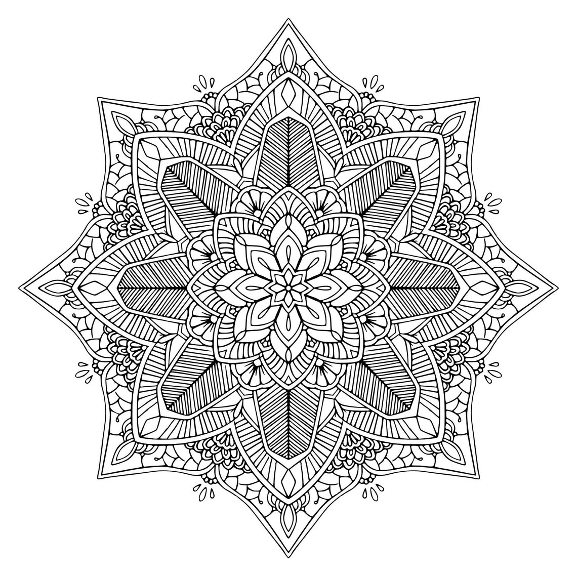 50 Detailed Meditative Mandala Print Out Coloring Pages PDF for Kids